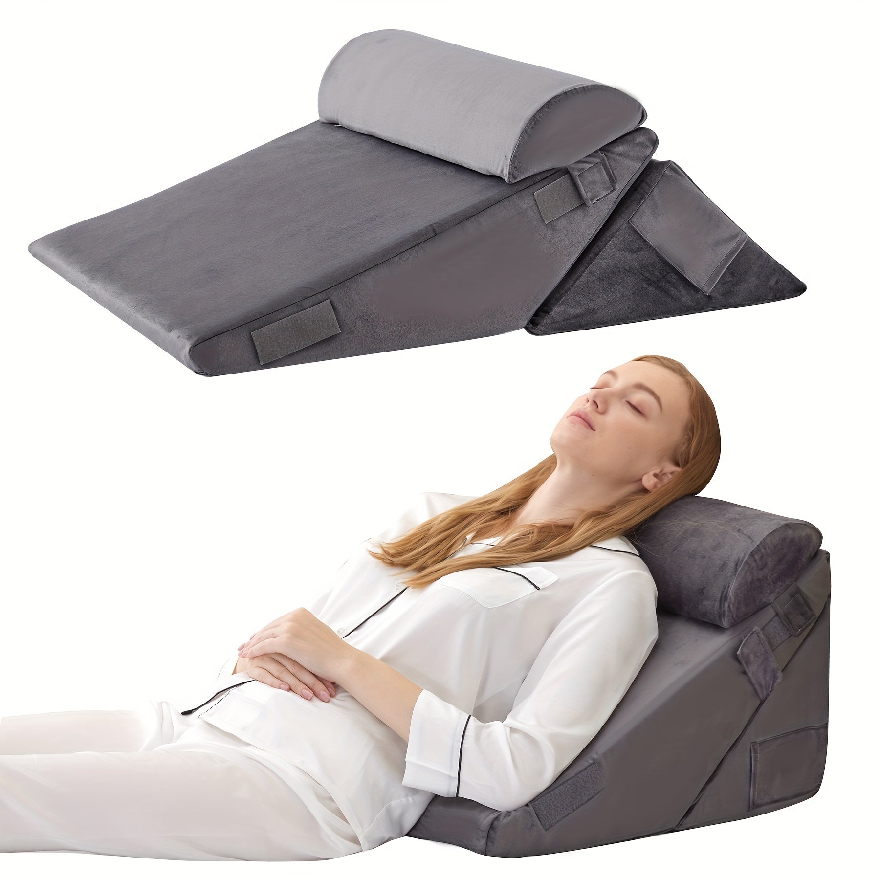 Justerbar kile ortopædisk pude RelaxPlus - Premium 7 i 1 memory foam støtte system