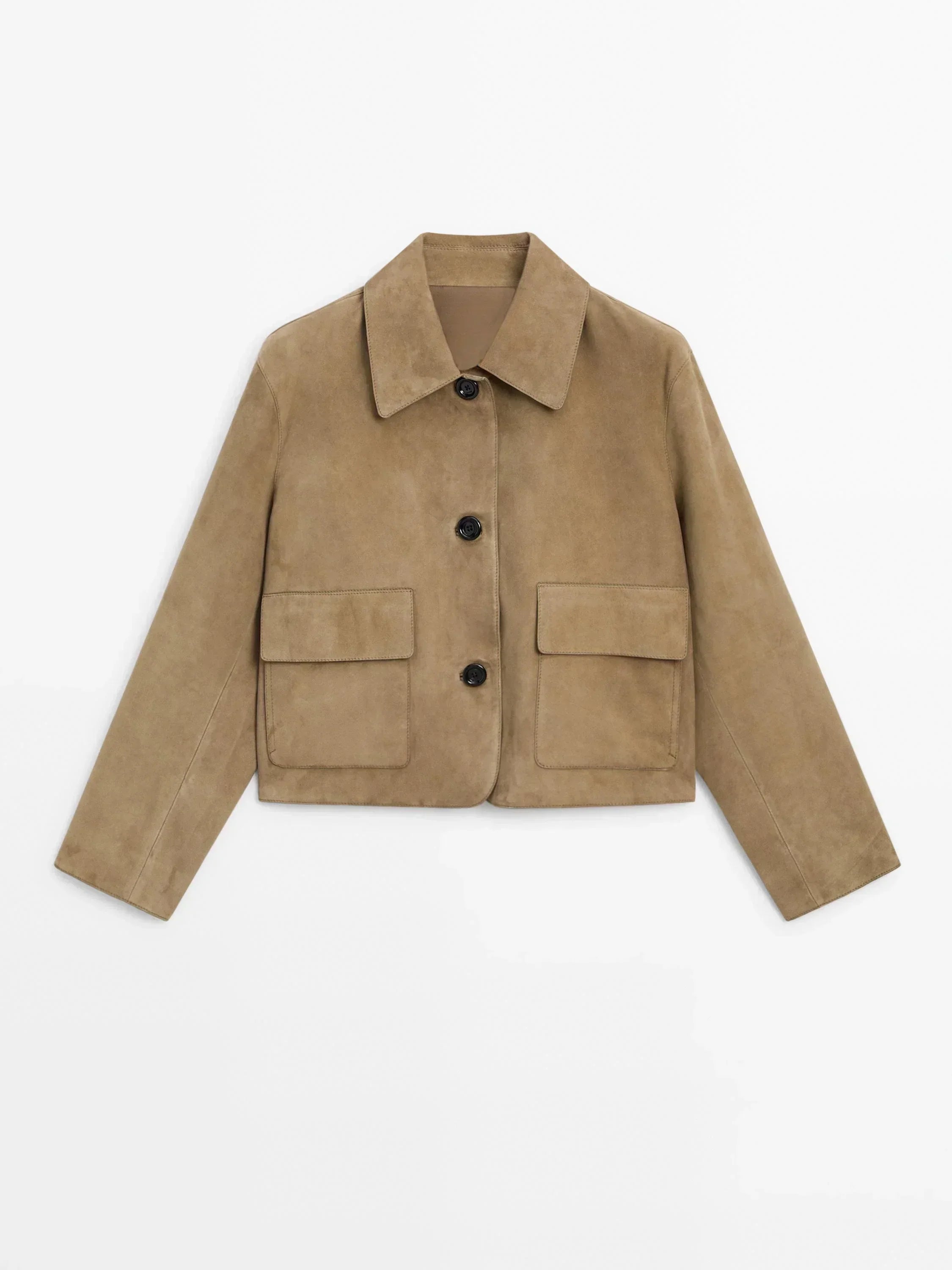 Laurel Kvinders Jakke – Kort i Elegant Beige Suede, Minimalistisk & Urban Stil