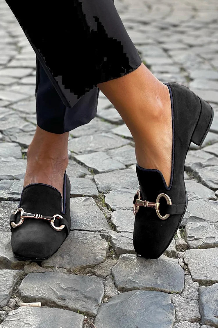 SORTE LOAFERS MED GULDSTYKKE