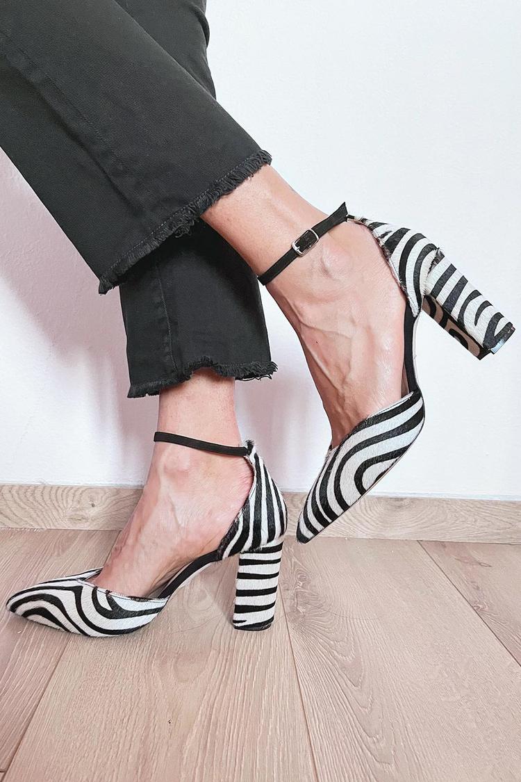 ZEBRA PRINT PUMPER MED ANKELREM