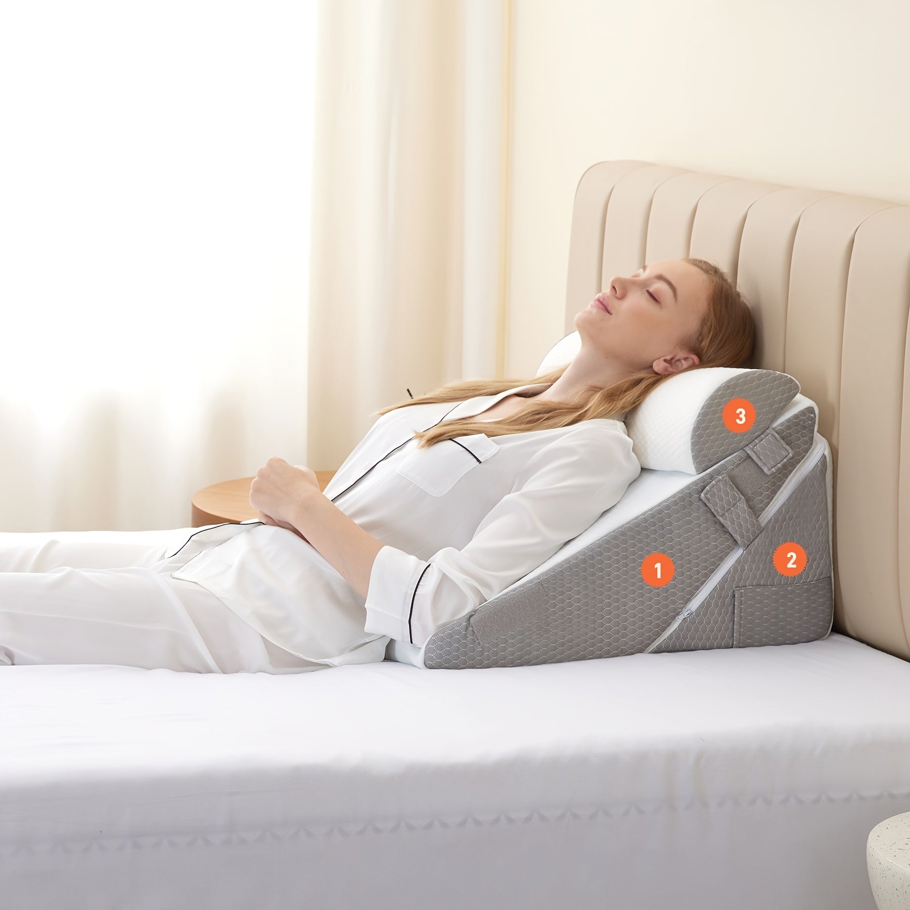 Justerbar kile ortopædisk pude RelaxPlus - Premium 7 i 1 memory foam støtte system