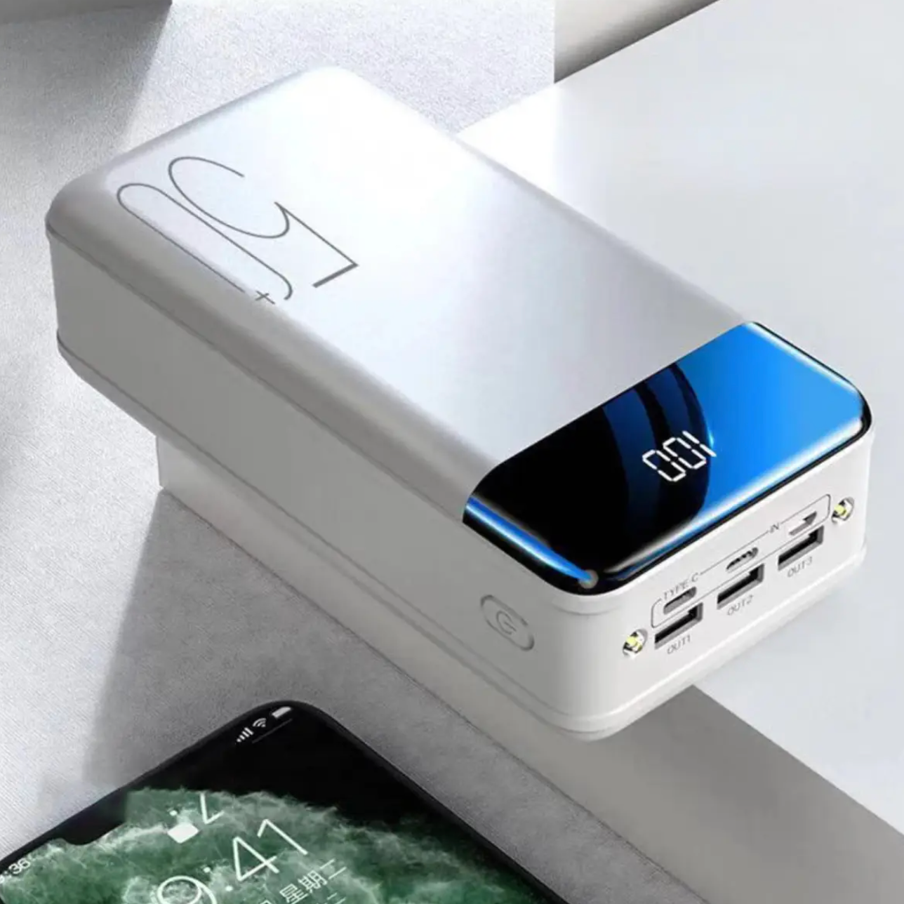 100.000mAh Ultra-Høj Kapacitet Power Bank – Super Hurtig Opladning til Telefoner, Tablets & Laptops