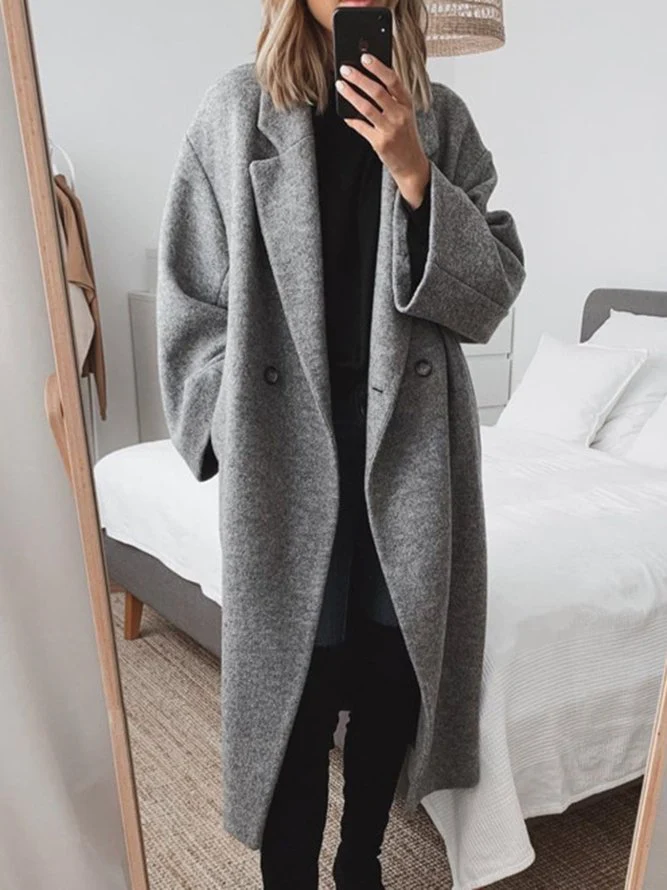 Celia Uldblanding Kvinders Frakke – Lang, Elegant & Moderne Oversized Pasform