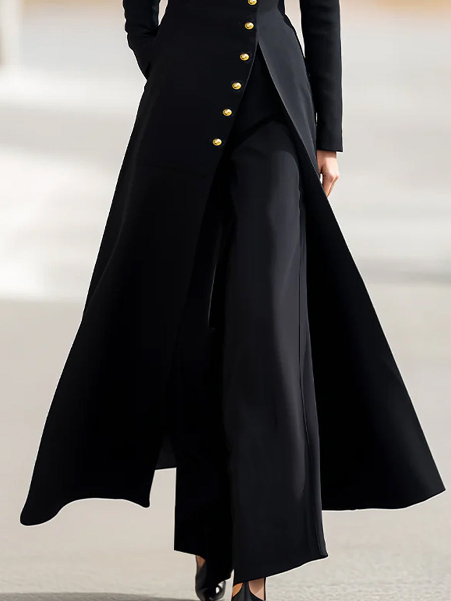 Elegant Lang Blazer Og Bukser Sæt