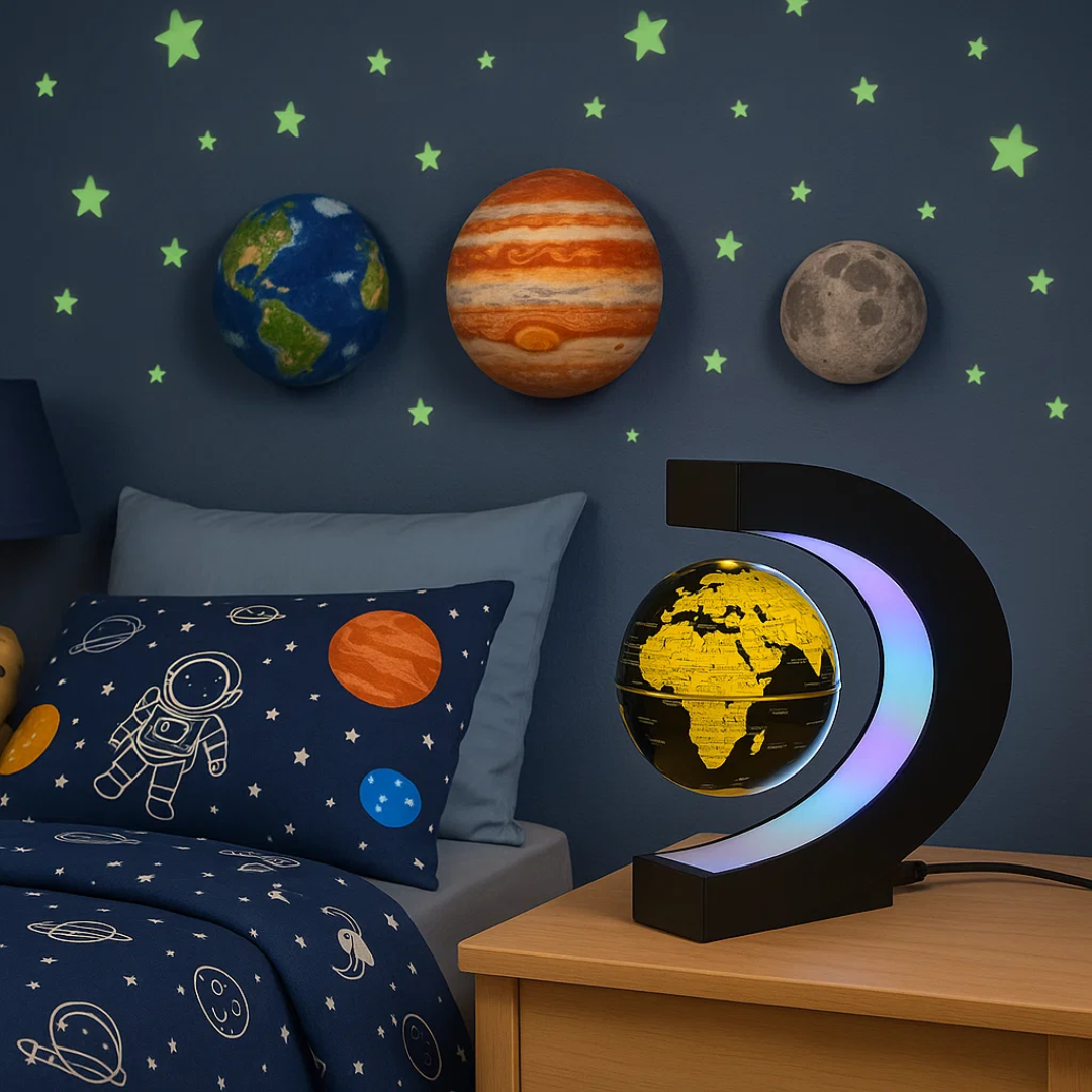 AstroGlobe LED Verdensbold – Svævende Globe Lampe med Magnetisk Ophæng