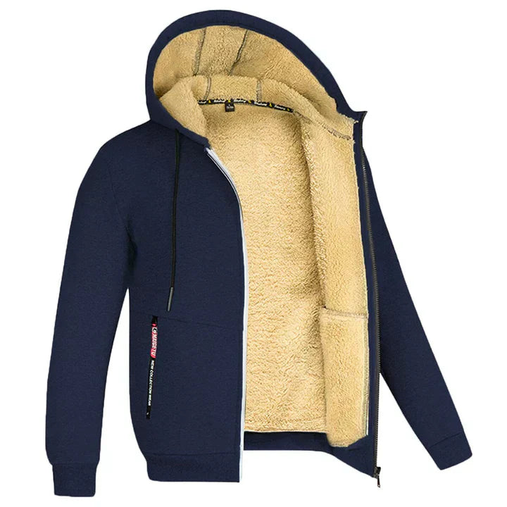 Zedrick Herre Zip-Up Hoodie – Varm Fleece Sweatshirt med Behagelig Hætte