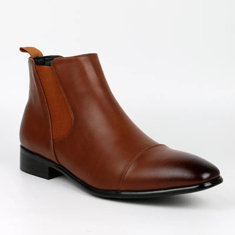 Herre Faux Læder Chelsea Støvler – Cap Toe, Elastisk Gusset