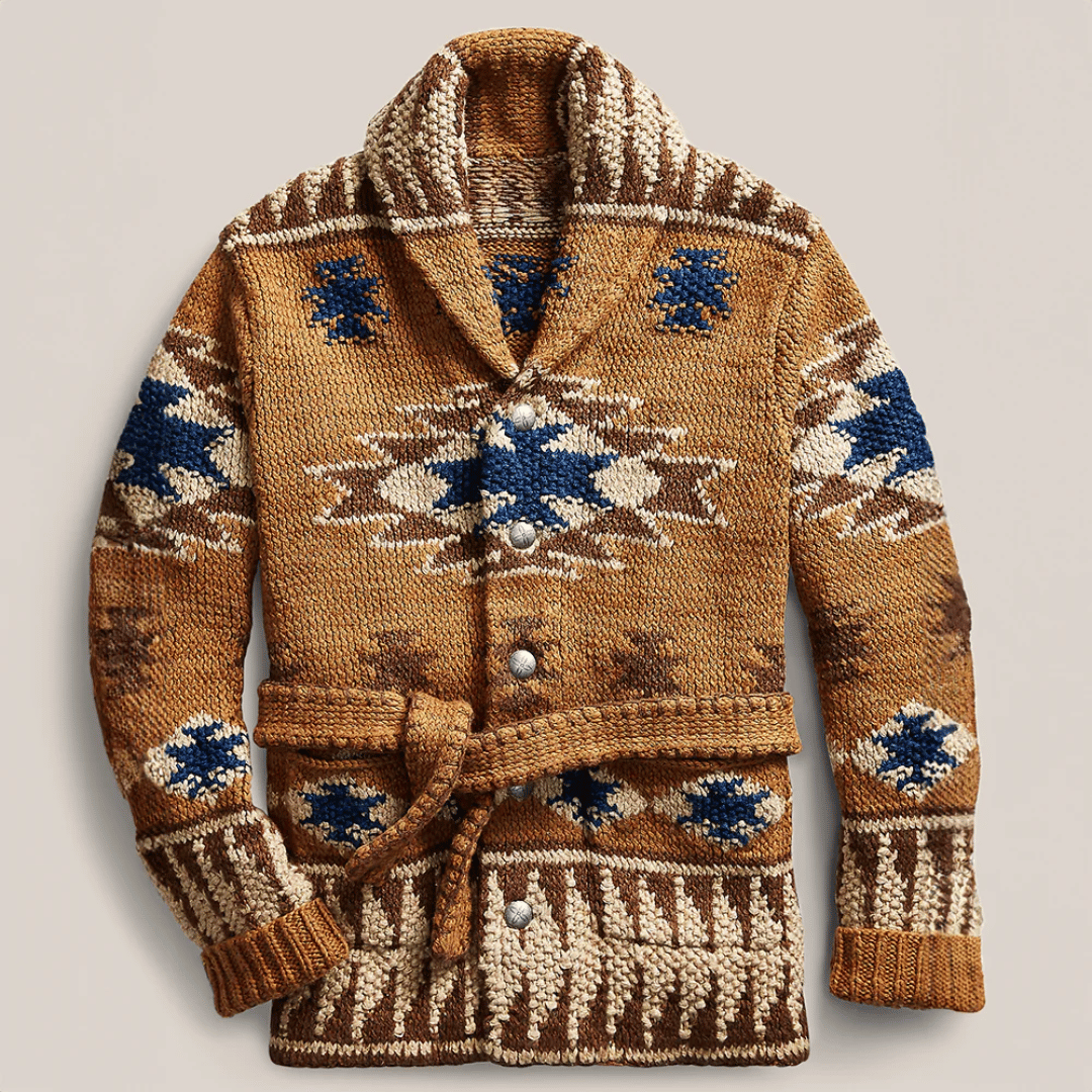 Arman Cardigan Mand – Jacquard Sweater i Blødt Strik & Klassisk Stil fra den Amerikanske Vest