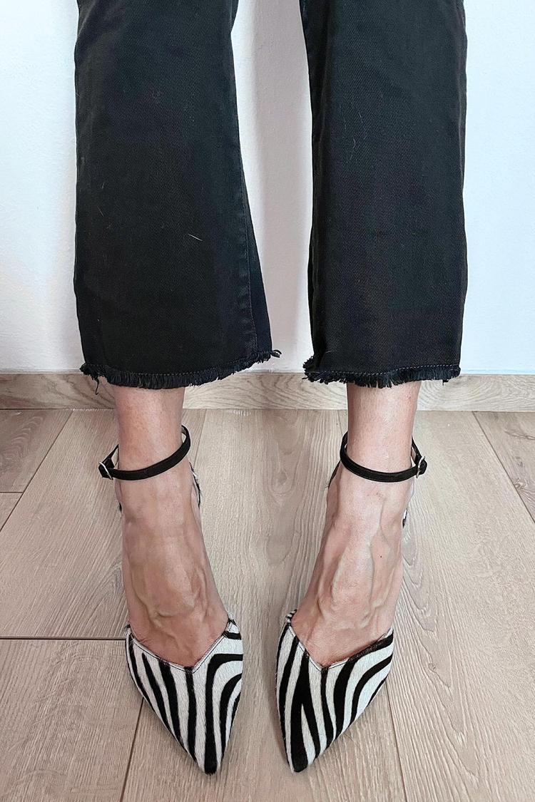 ZEBRA PRINT PUMPER MED ANKELREM