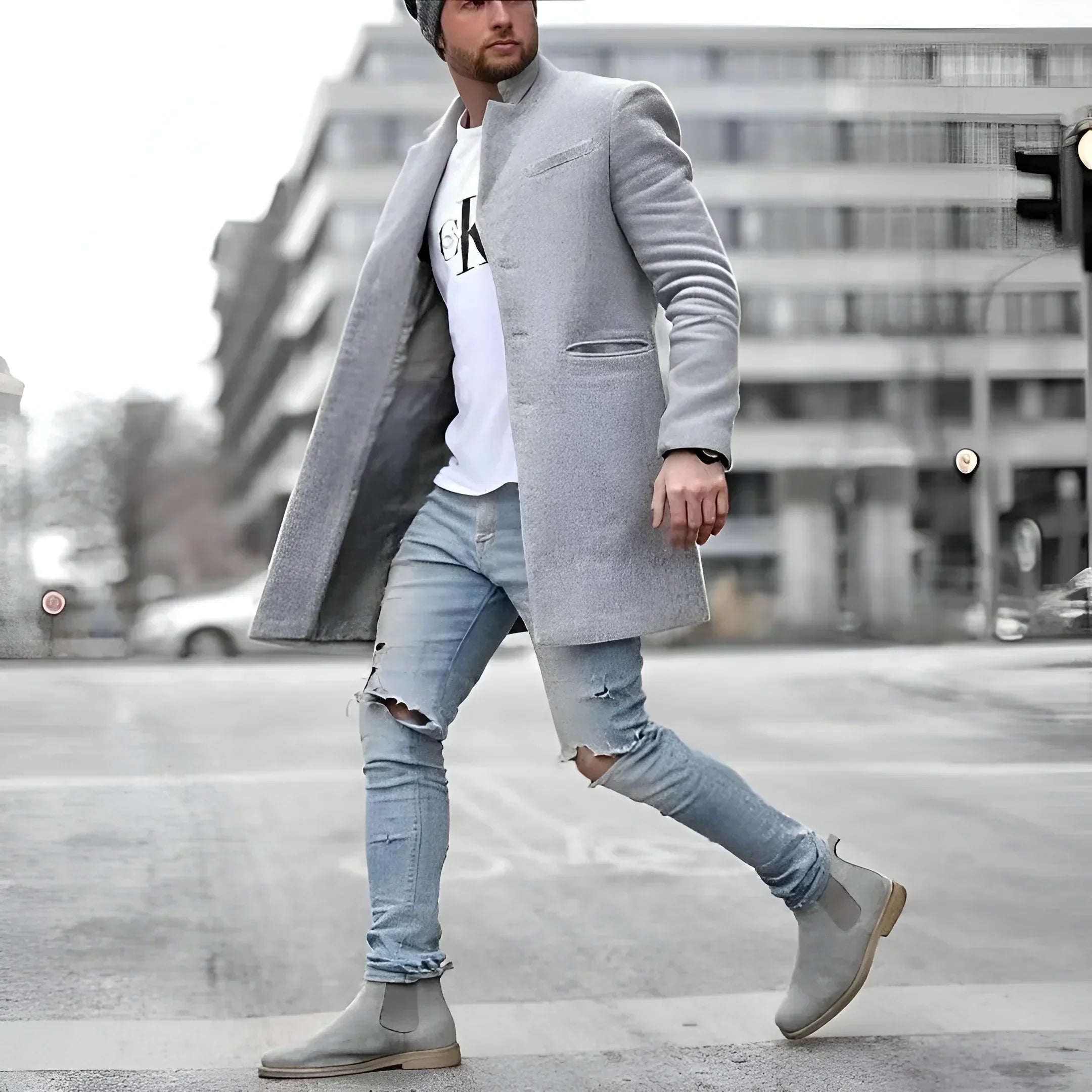 James Manteau Lang Mand – Elegant Varm Uld Duster med Tidens Stil