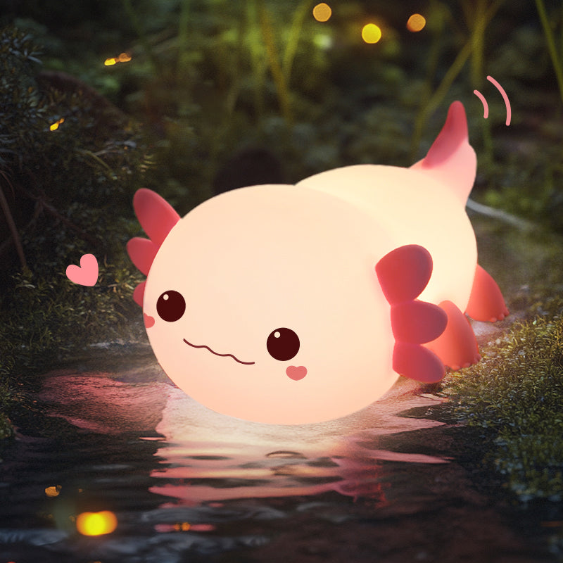 AxolotlGlow – Axolotl-formet LED-natlys med funklende glød for en afslappende stemning