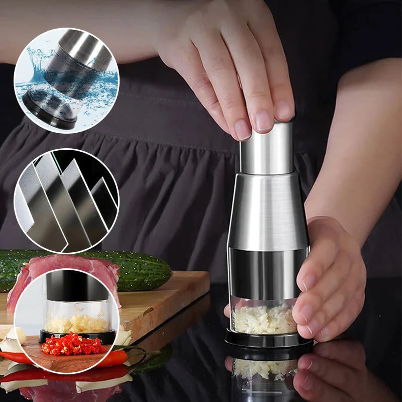 GourmetEssence Rustfrit Stål Hvidløgspresser | Effektiv og stilfuld til perfekt hvidløgspuré-zarada.dk