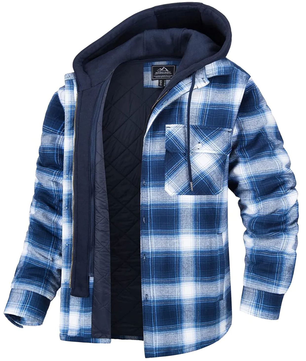 Daniel Plaid Herrejakke med Hætte – Casual Stil, Brystlommer & Lynlåslukning