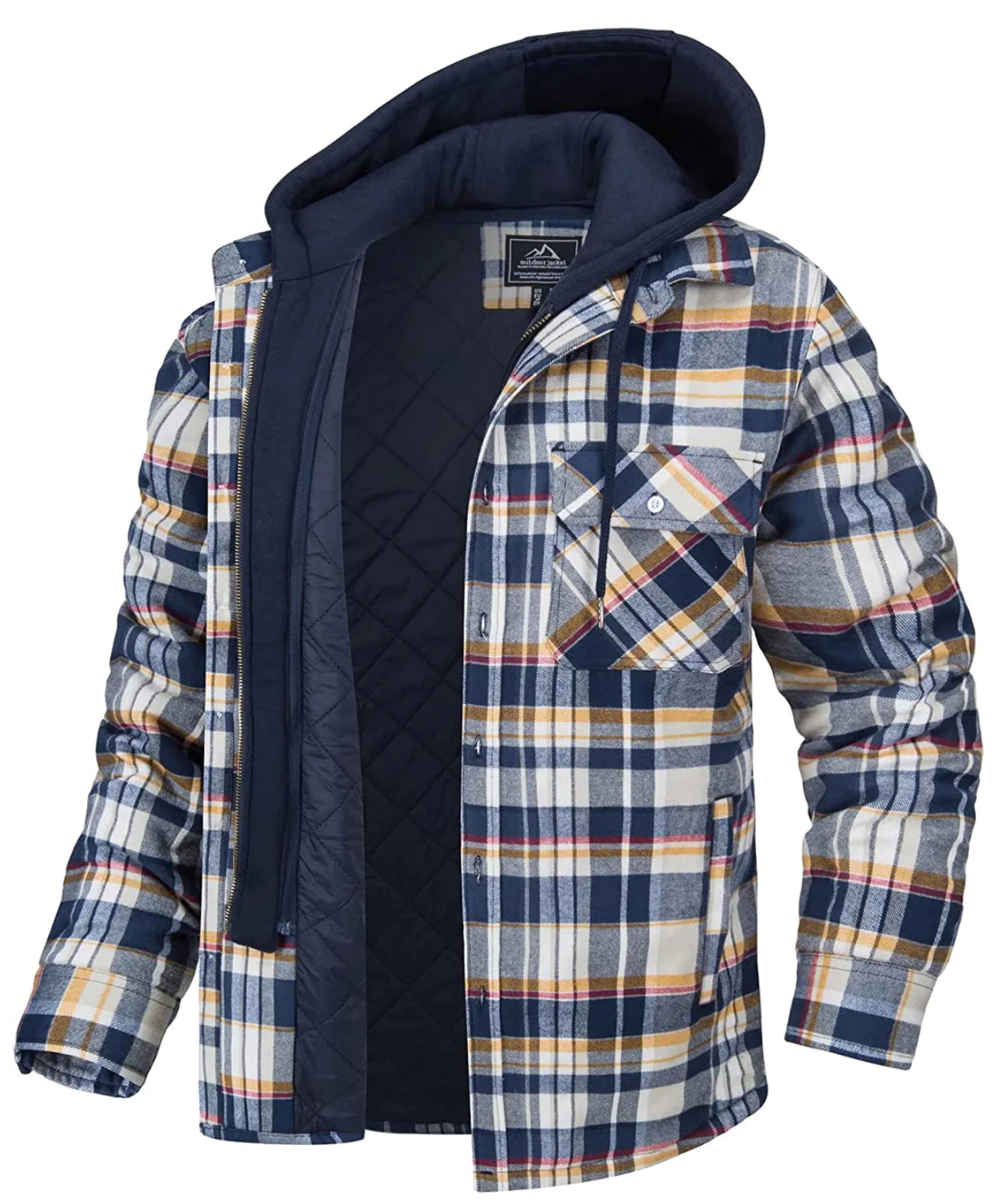 Daniel Plaid Herrejakke med Hætte – Casual Stil, Brystlommer & Lynlåslukning