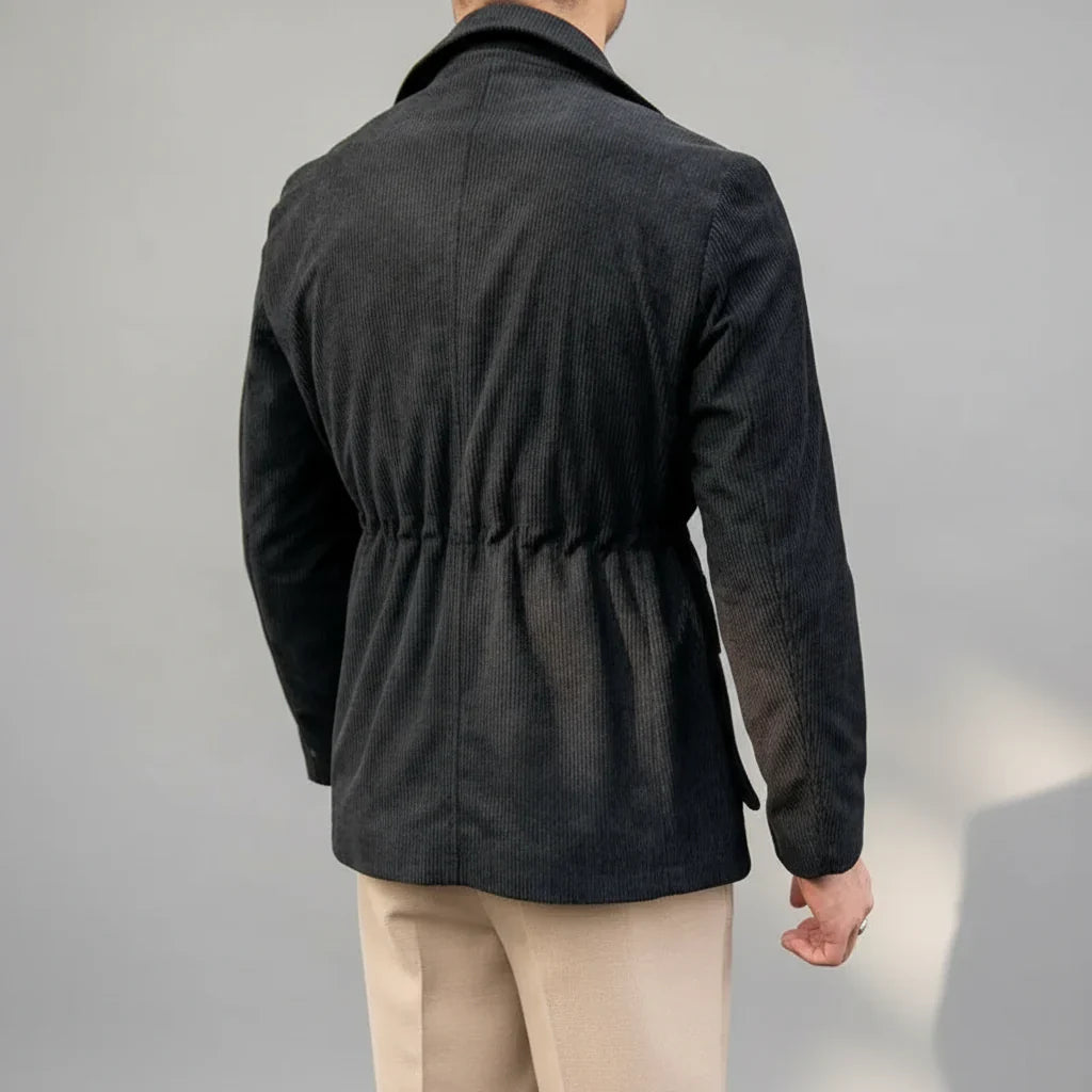 Herre Skræddersyet Blazer – Herringbone med Guldtonede Knapper