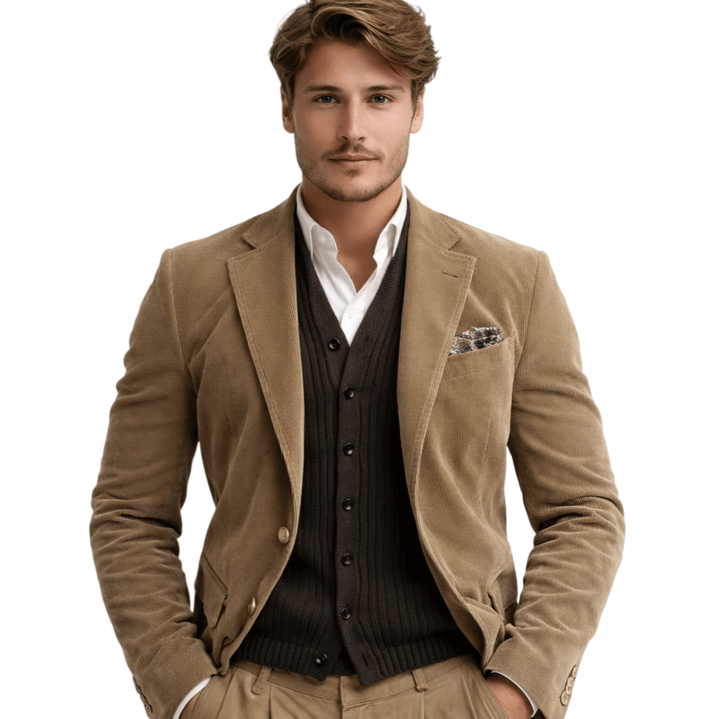 Herre Corduroy Blazer Klassisk Stil