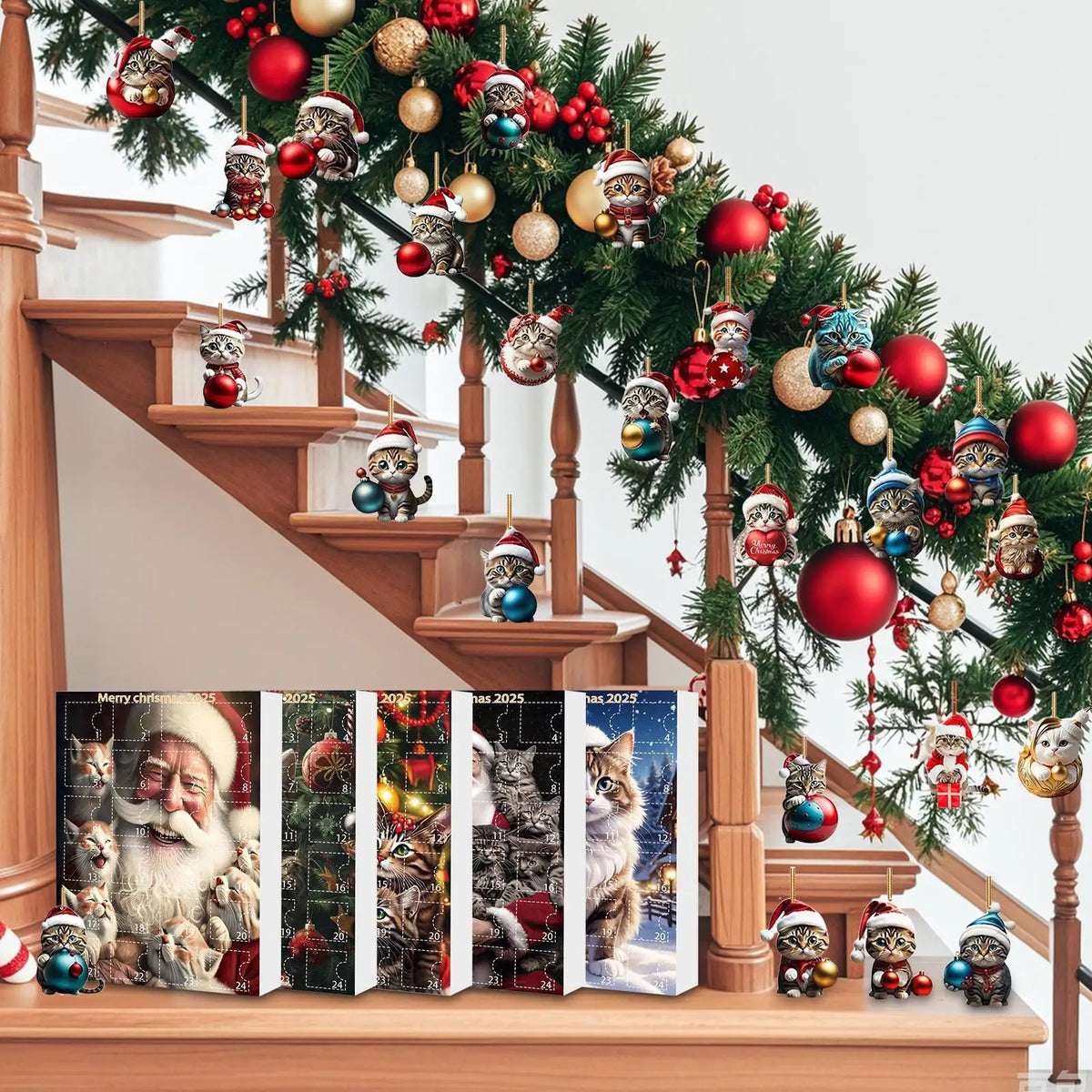24-piece Christmas cat ornament set - acrylic