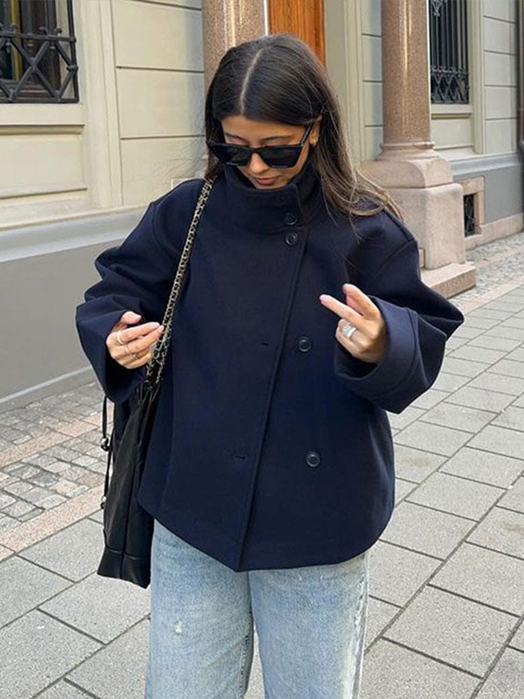 Arianna Kort Frakke Kvinde – Elegant & Varm Dobbeltbrystet Jakke med Tidøst Stil