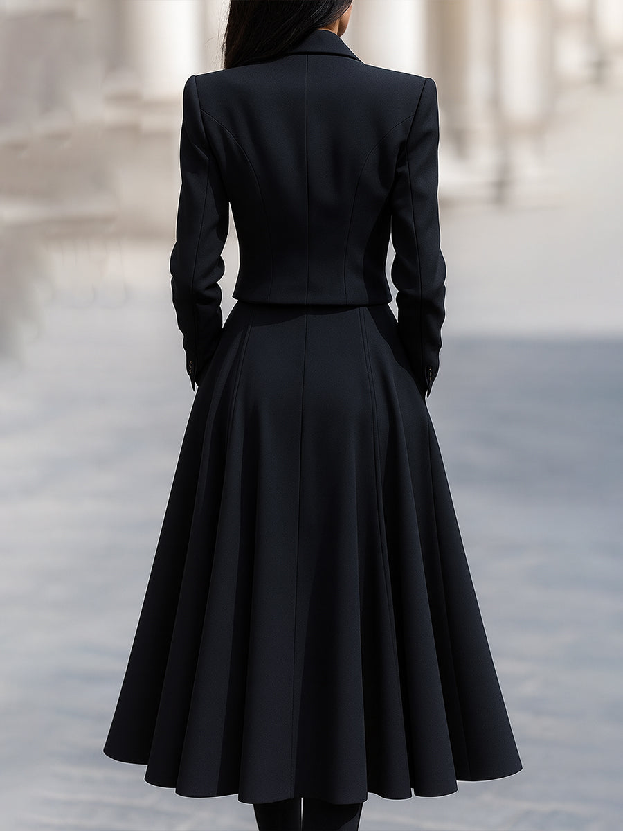 Skræddersyet Blazer & Midi Nederdel Sæt med Struktureret Elegance