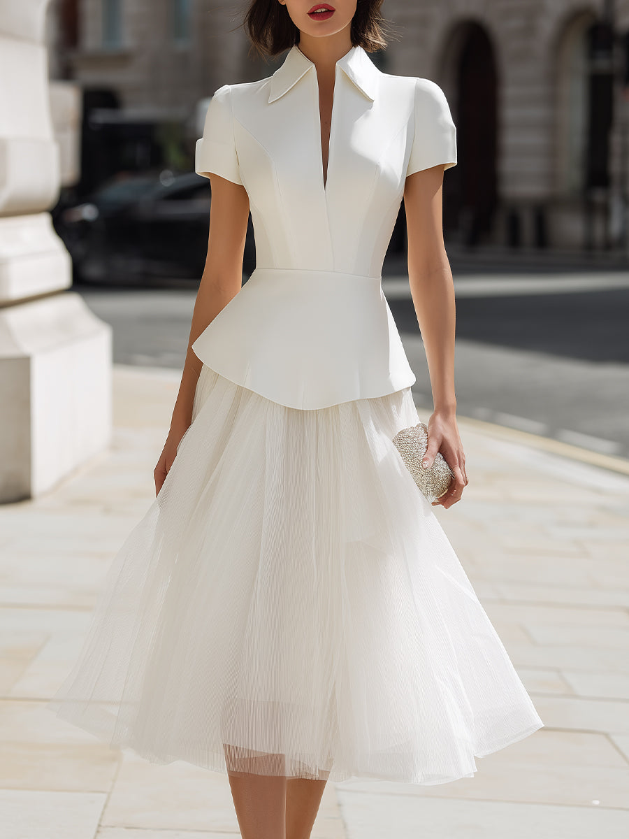 Skræddersyet Peplum Top Og Tulle Midi Nederdel Sæt