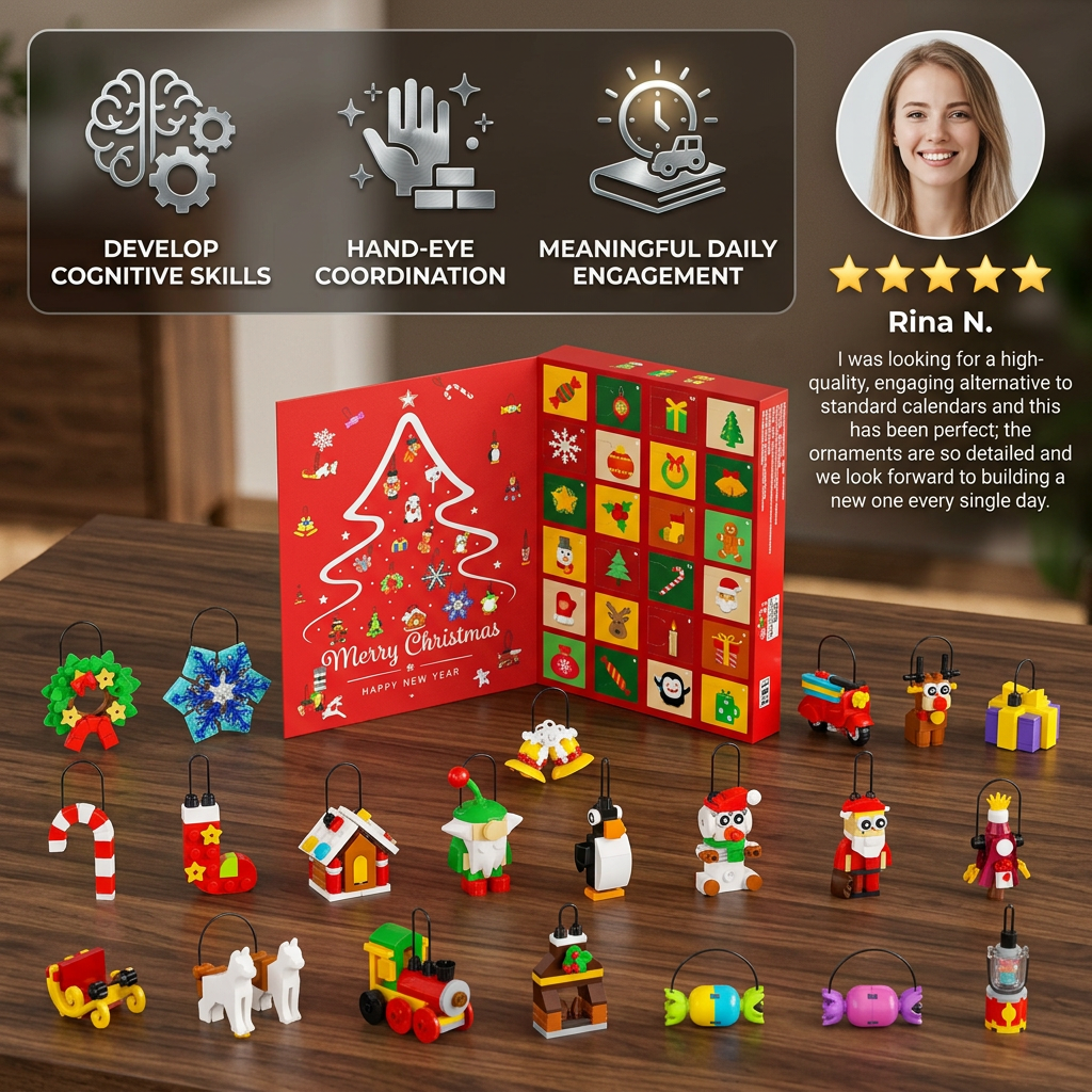 Julbyggblockens adventskalender – 24 juldekorationer