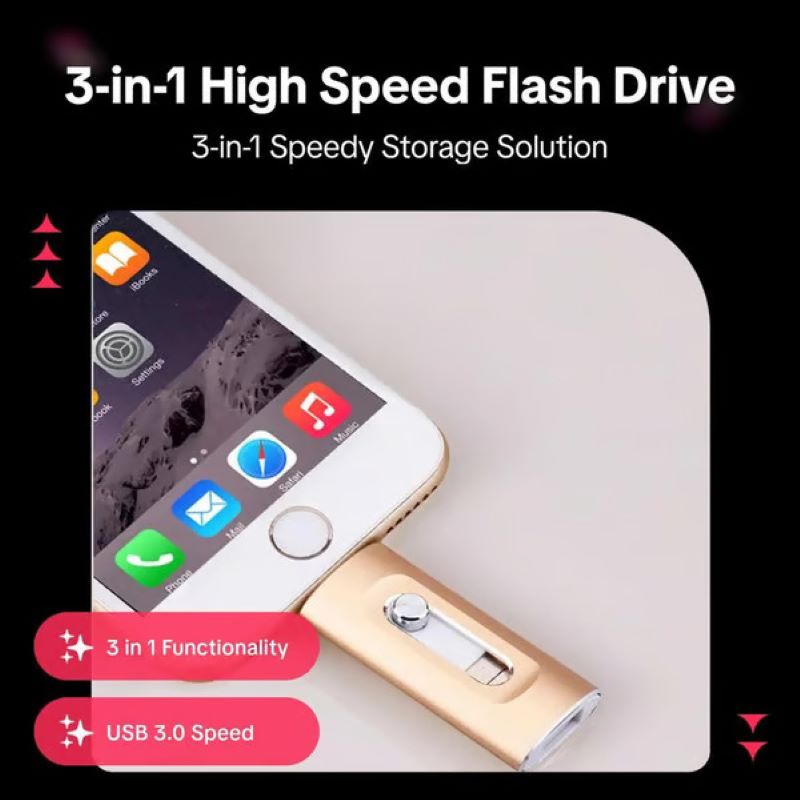 3-i-1 USB-flashdrev til Mobiltelefon og Computer