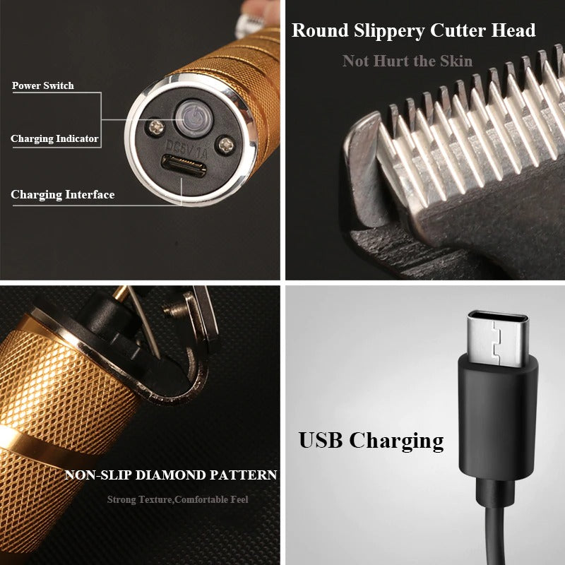 3-i-1 Professionel Hårtrimmer Sæt - Trådløs Trimmer, T-Blade Outliner og Foil Barbermaskine til Mænd