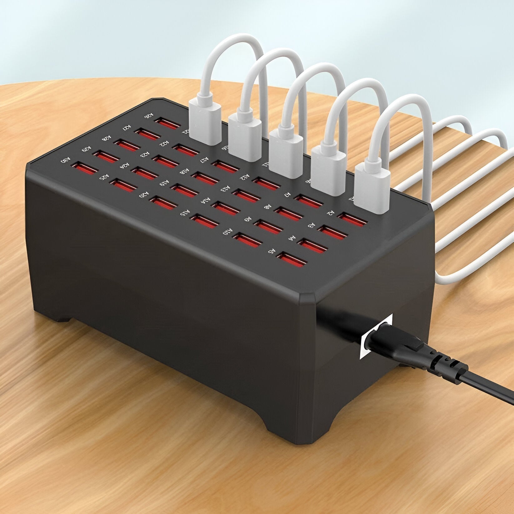 30-Port USB-A Opladningsstation til Hurtig Opladning