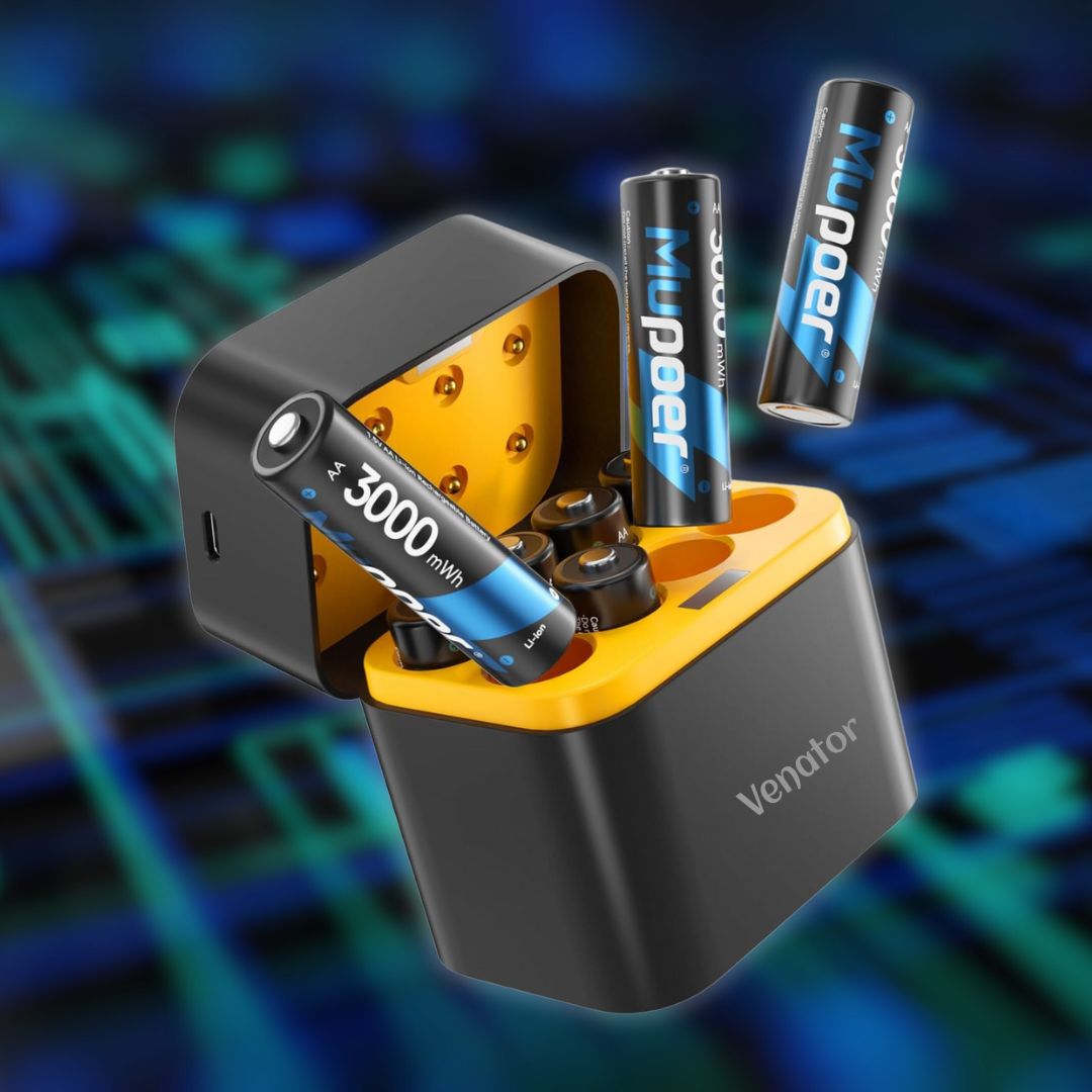 PowerCharge 8-Slots Hurtig Batterilader | Meget Effektiv Opladning af 1,5V Lithium AA Batterier-zarada.dk