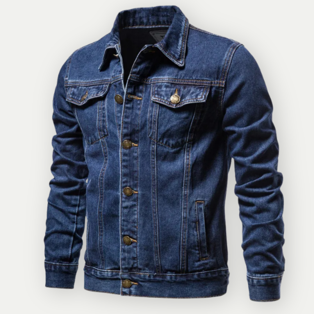 Max Jean Jakke – Klassisk Lyseblå Denimjakke med Strukturerede Detaljer