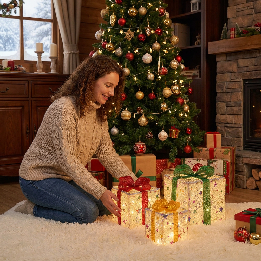 LED Christmas Lights in Gift Boxes - Illuminated Christmas Cross