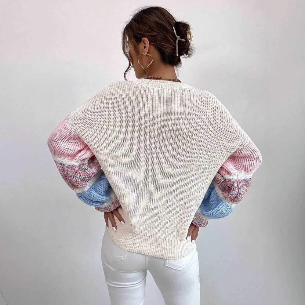 Delilah Pullover Strikket Multifarvet til Kvinder – Blød og Varm Sweater med Casual Fit og Lagdelt Design