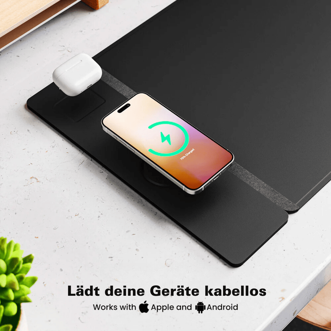 MagCharge 3-i-1 Magnetisk Trådløs Opladningsmusmatte | opladning, arbejde og belysning-zarada.dk