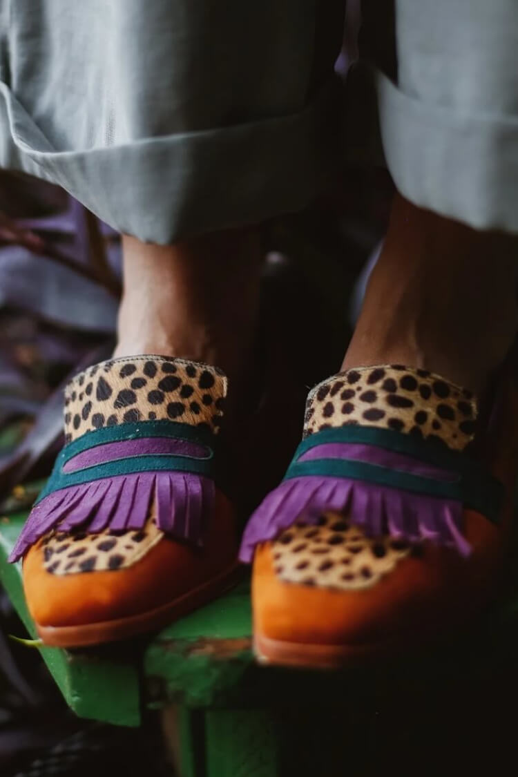 LOAFER MED FRINGE OG DYREPRINT