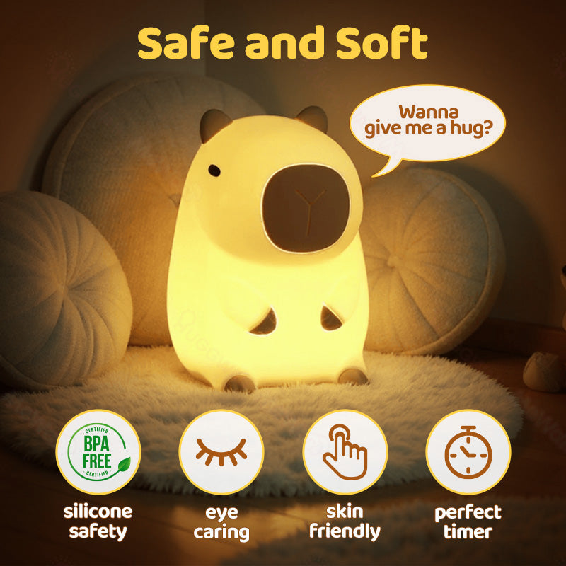 SquishBara | Capybara Squishy Nattelys Ideelt Gave til Alle Aldersgrupper