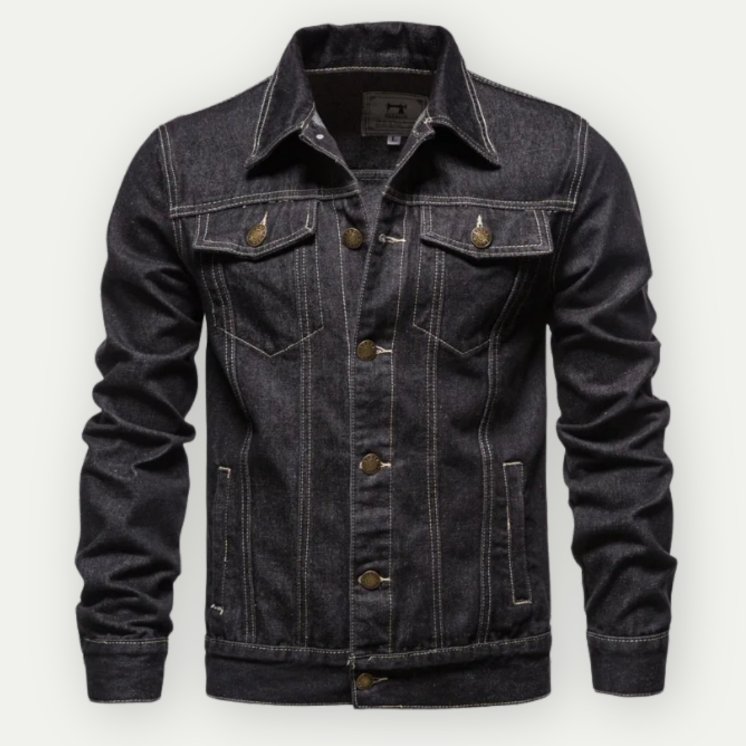 Max Jean Jakke – Klassisk Lyseblå Denimjakke med Strukturerede Detaljer