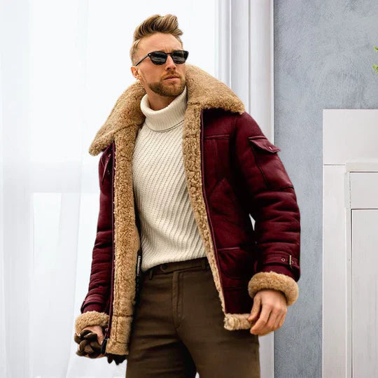 Raymond Herrejakke – Holdbart Læder med Blødt Fleecefor & Elegant Stil