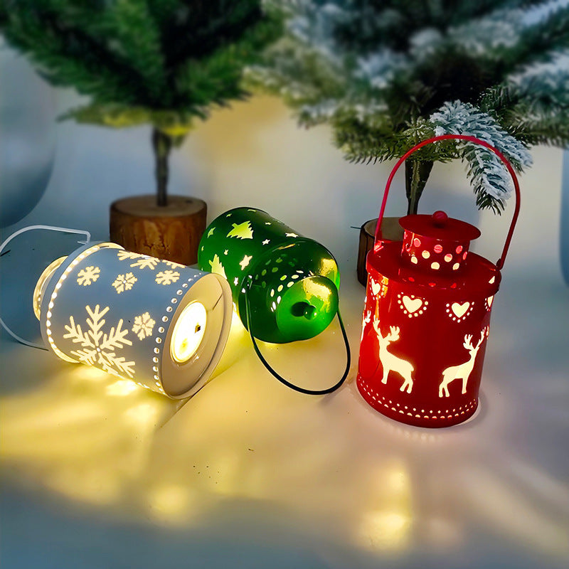 Elektronisk Julelys med Blinkende LED Lys – Dekorativ Jernlygte til Indendørs Brug