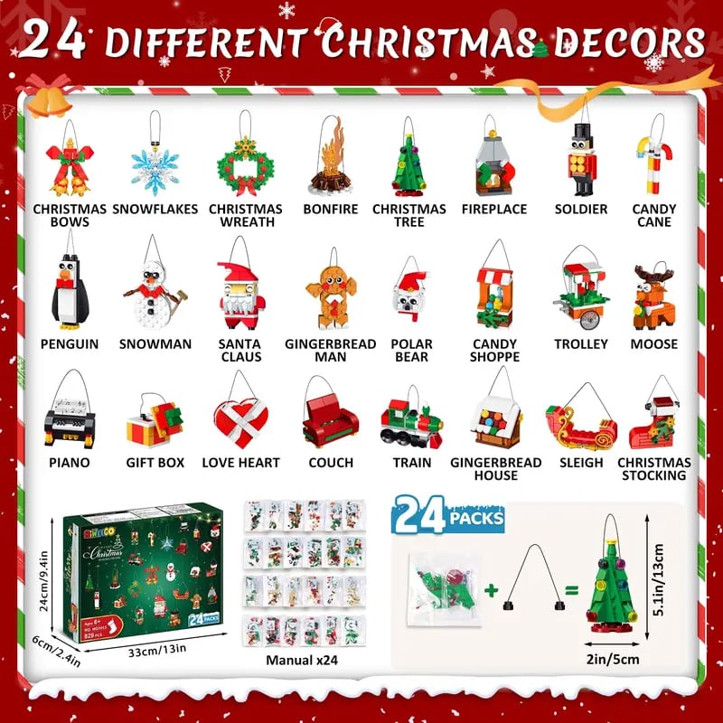 CraftVent | 24 Dages Jule Countdown Ornament Byggesæt Adventskalender