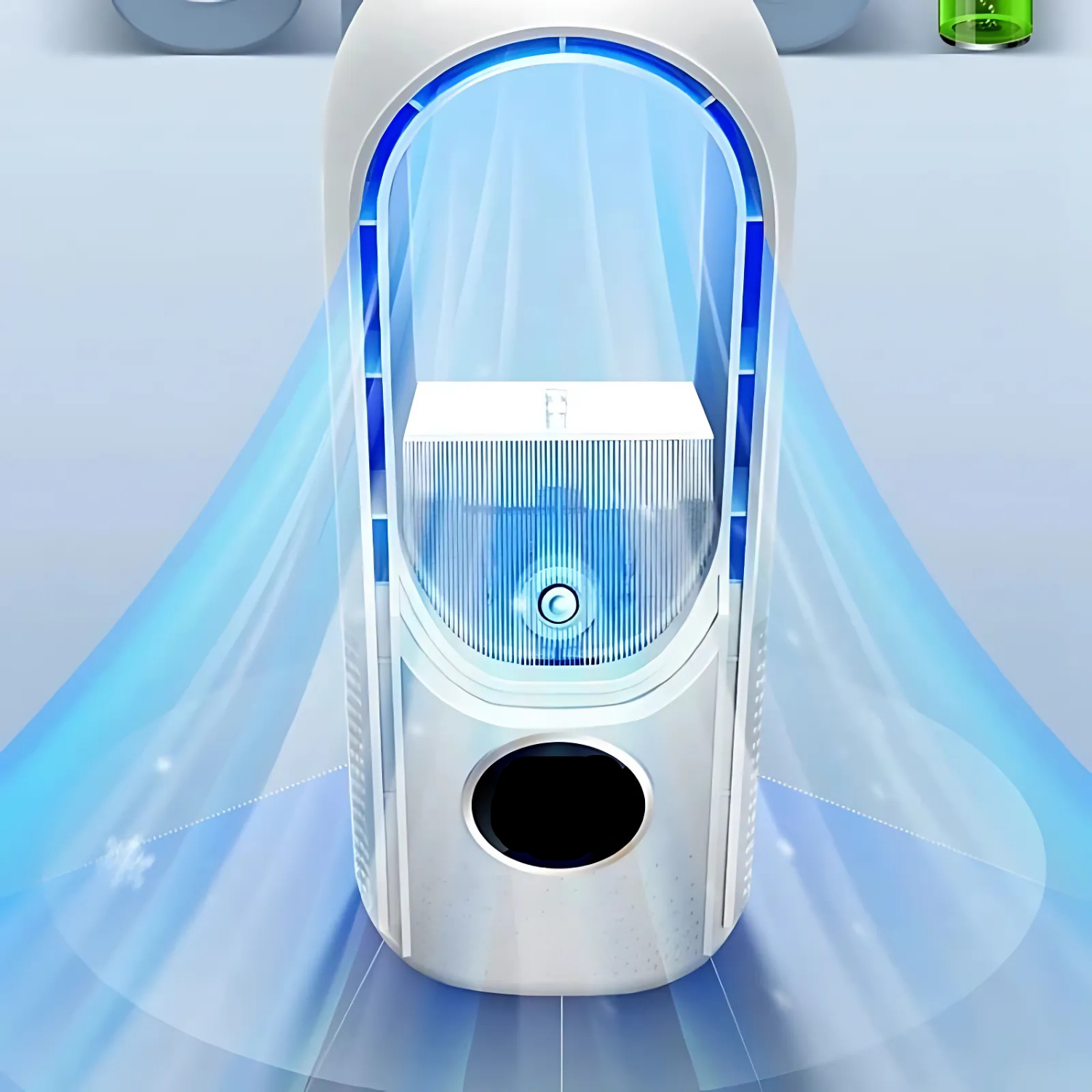 Airevo Luftkøler | Bladfri USB-Ventilator | 6 Trin | Stille & Med Timer | Luftfugtighed
