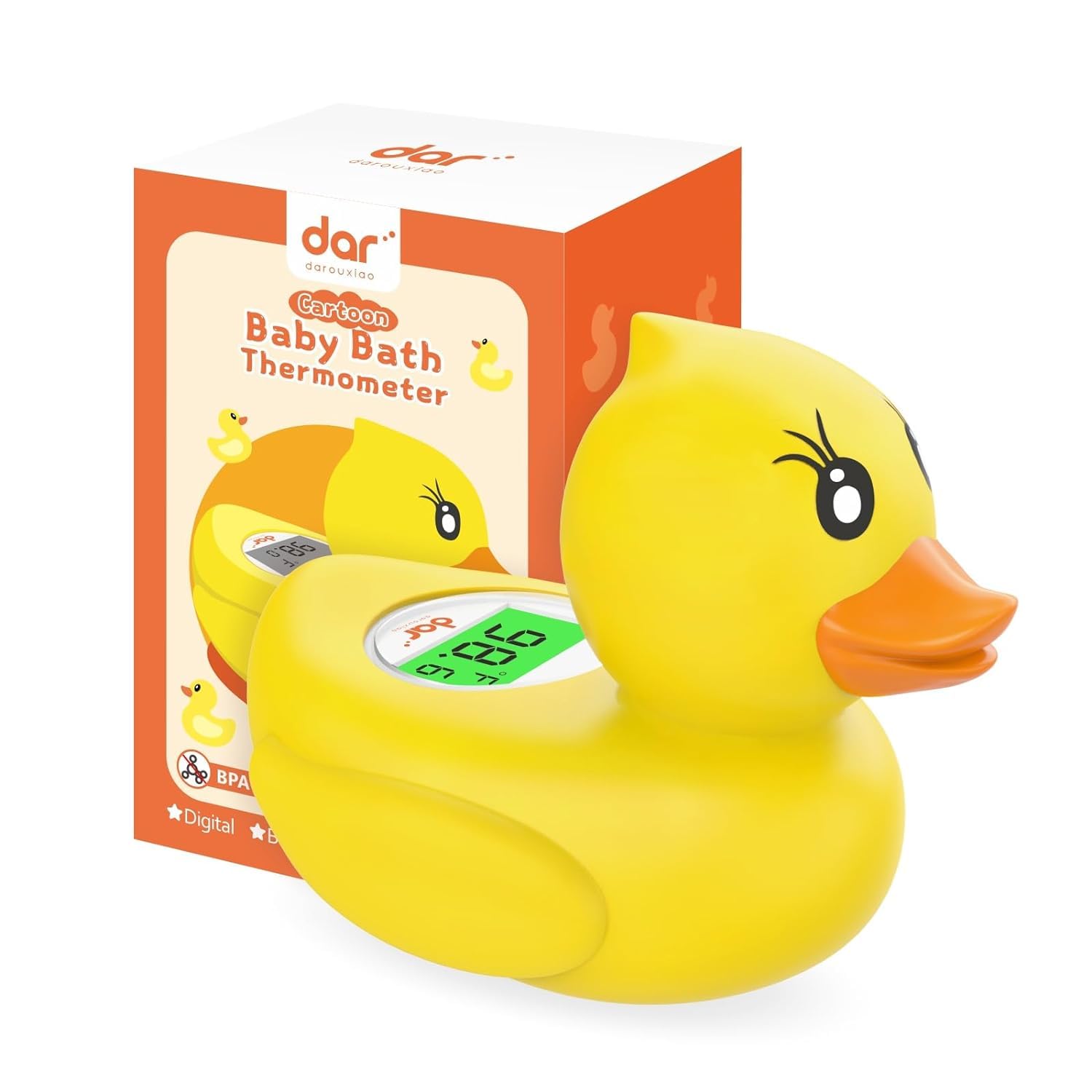 AquaVeilig Baby Badetermometer – Digitalt Display med 3 Farver og Temperaturadvarsel