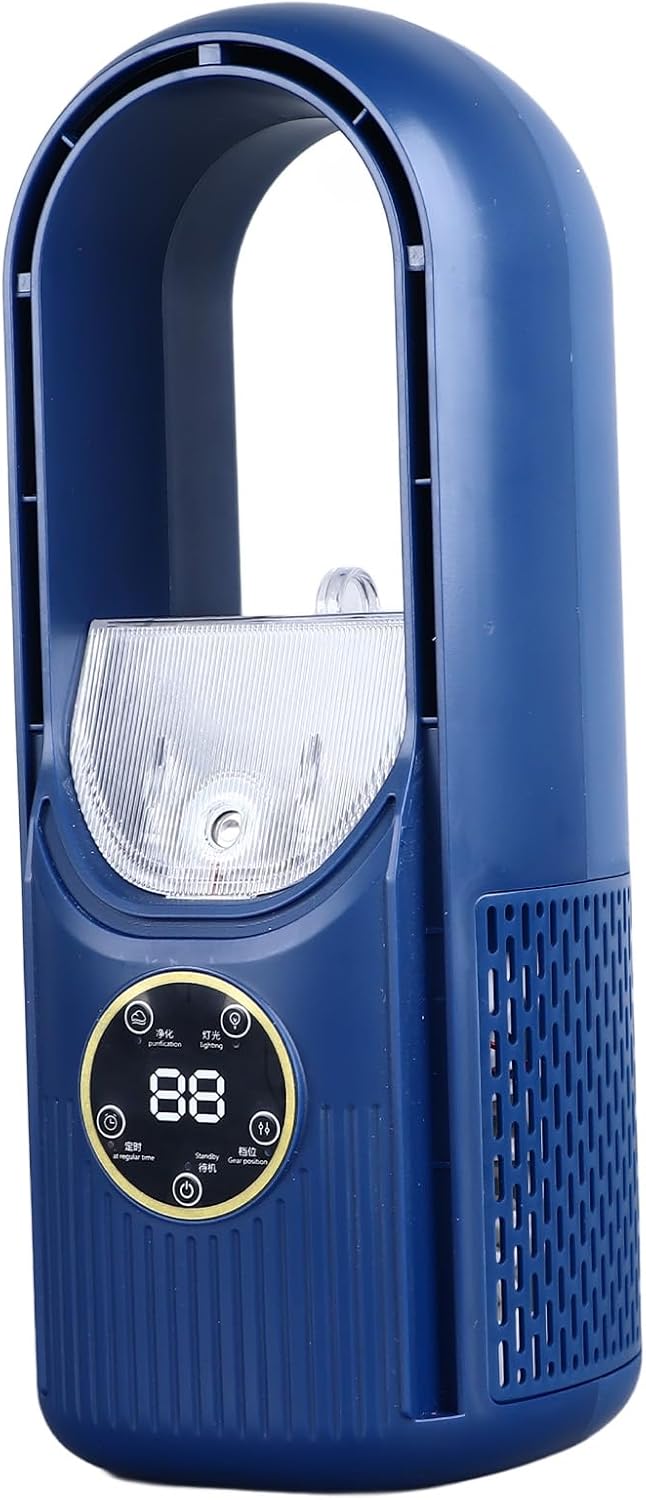 Bærbar bladløs mistende ventilator med 6 hastigheder og USB genopladeligt batteri