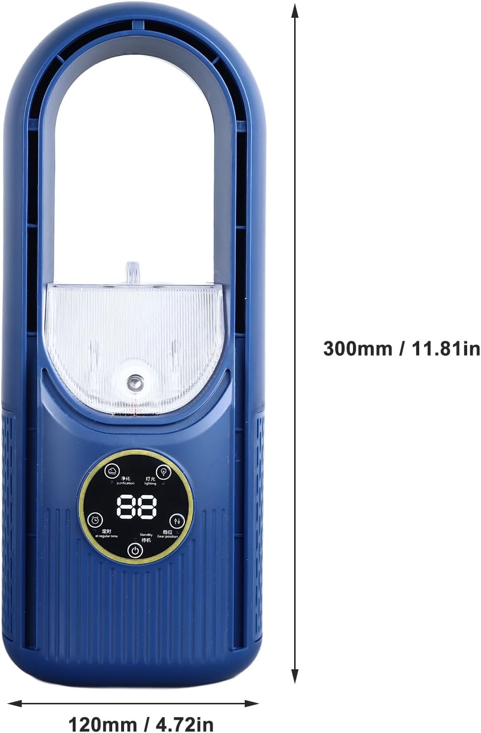 Bærbar bladløs mistende ventilator med 6 hastigheder og USB genopladeligt batteri