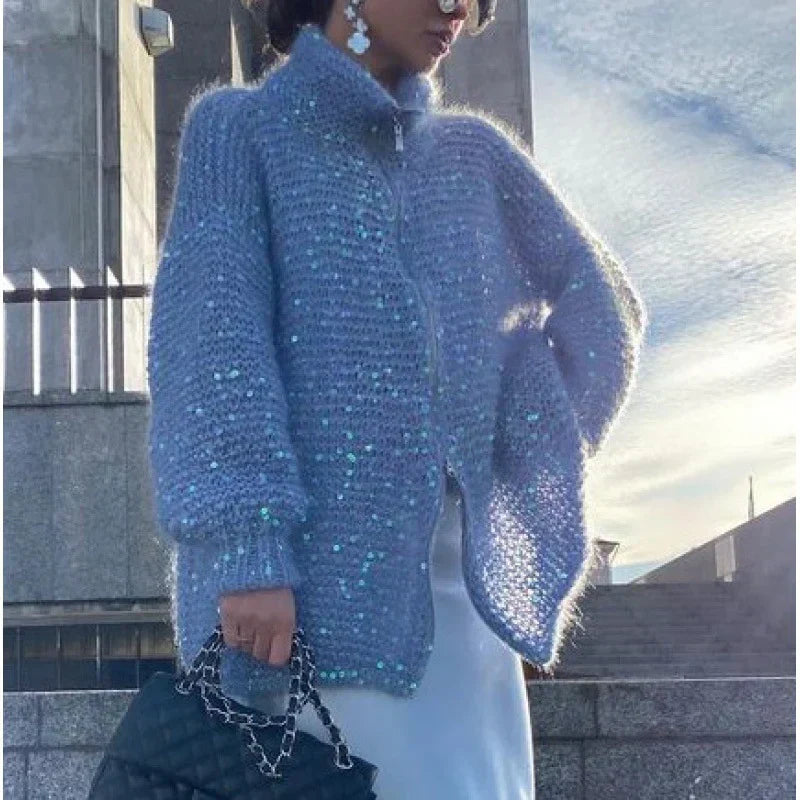 Sol Cardigan Kvinde – Elegant, Komfortabel & Sofistikeret Paillet Sweater