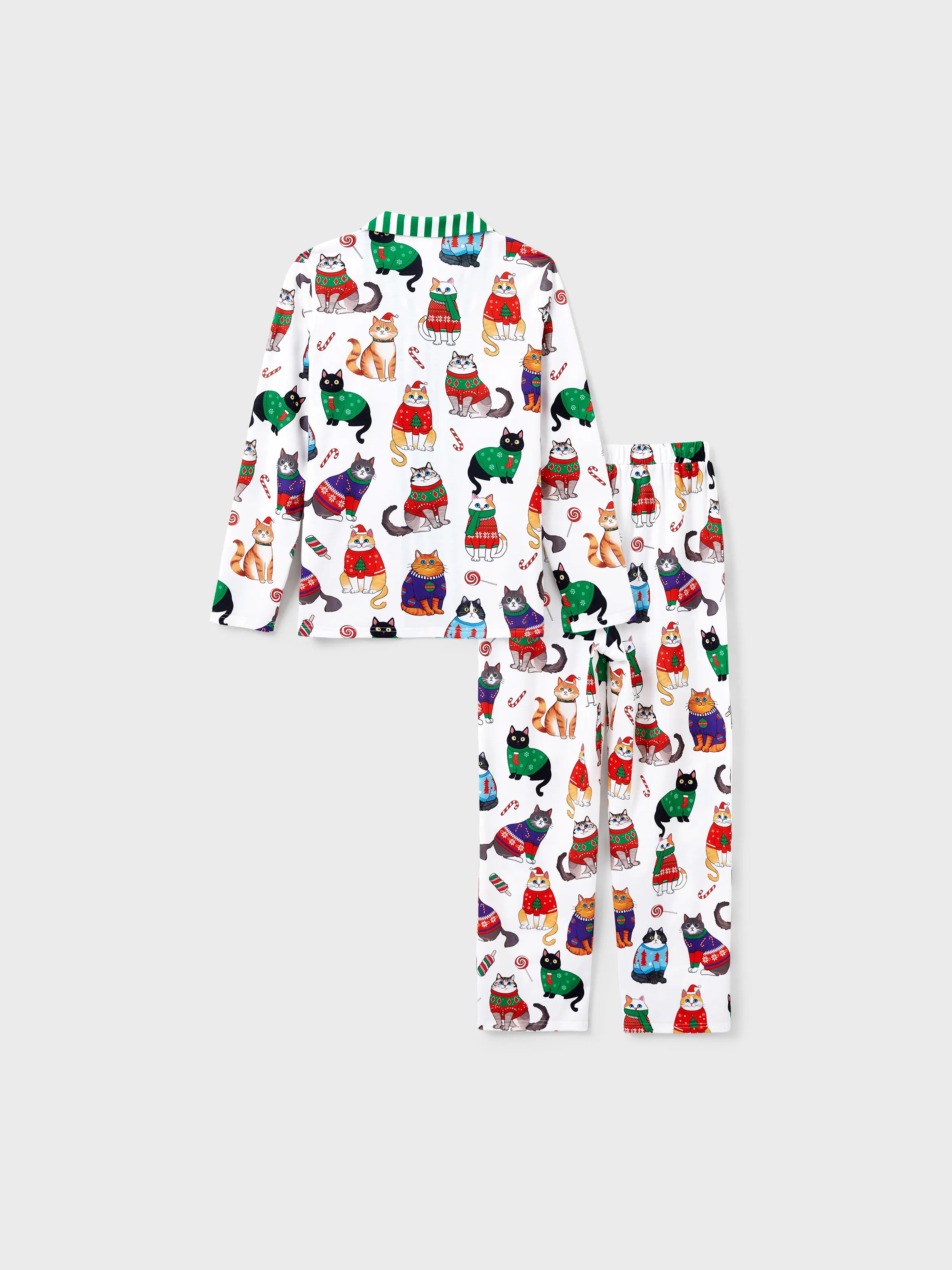MeowJams | Jule Familie Pyjamas Sæt Katteprint med Matchende Sokker Multicolor