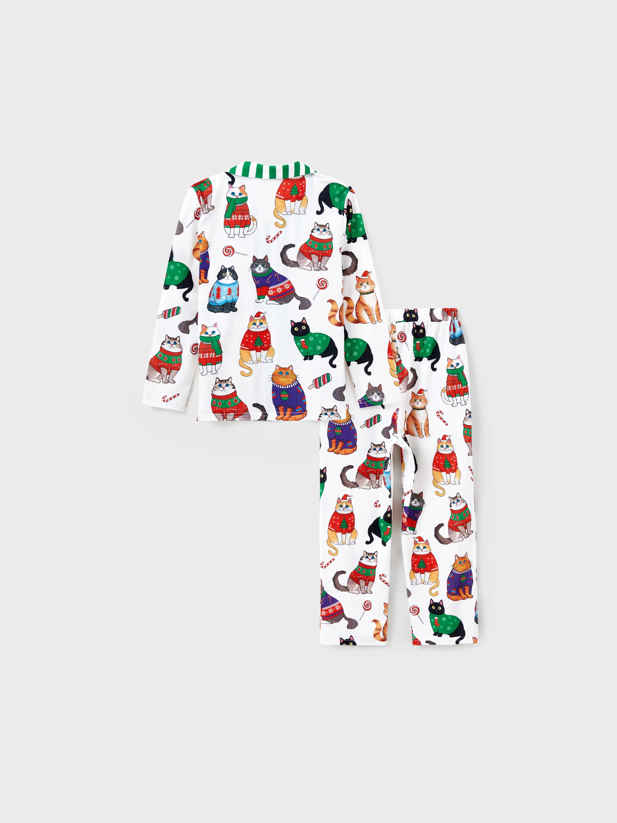 MeowJams | Jule Familie Pyjamas Sæt Katteprint med Matchende Sokker Multicolor