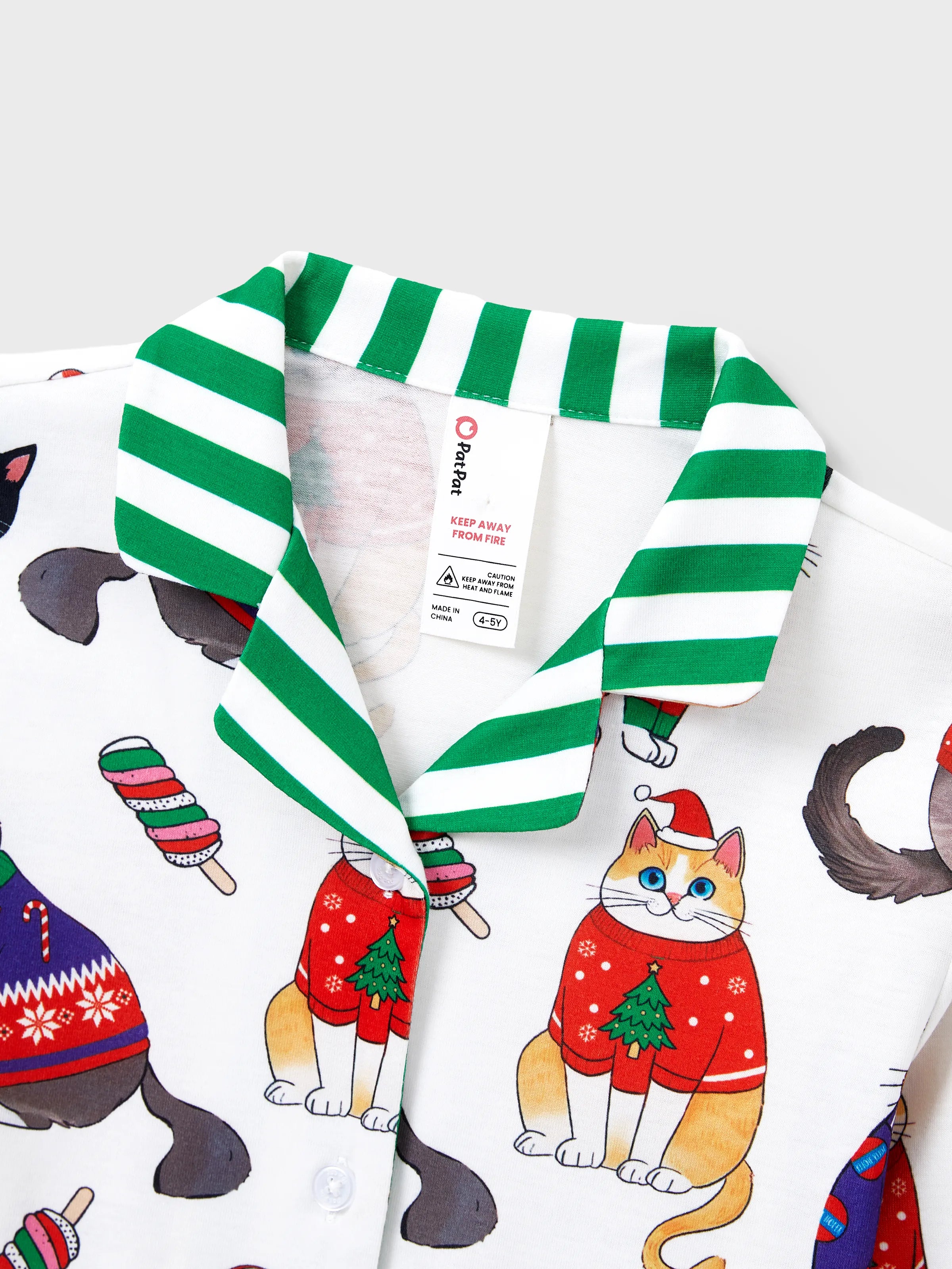 MeowJams | Jule Familie Pyjamas Sæt Katteprint med Matchende Sokker Multicolor