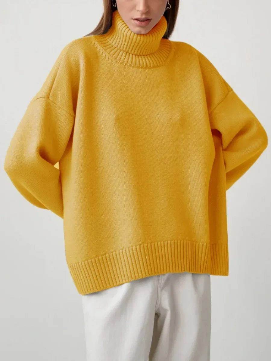 Elise Oversized Turtleneck Sweater til kvinder – Blød og varm striktrøje med tidløst design