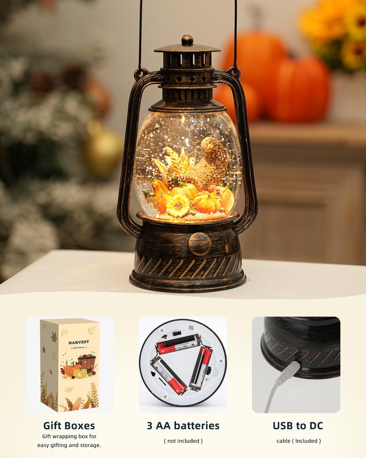 LED Pumpkin Light for Autumn Decoration – Warm Light with 6-Hour Timer