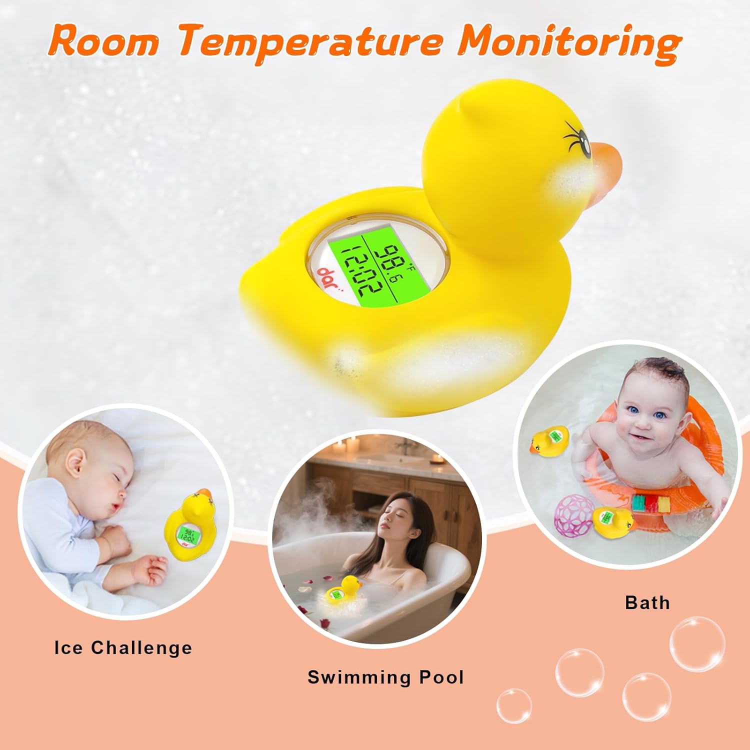 AquaVeilig Baby Badetermometer – Digitalt Display med 3 Farver og Temperaturadvarsel